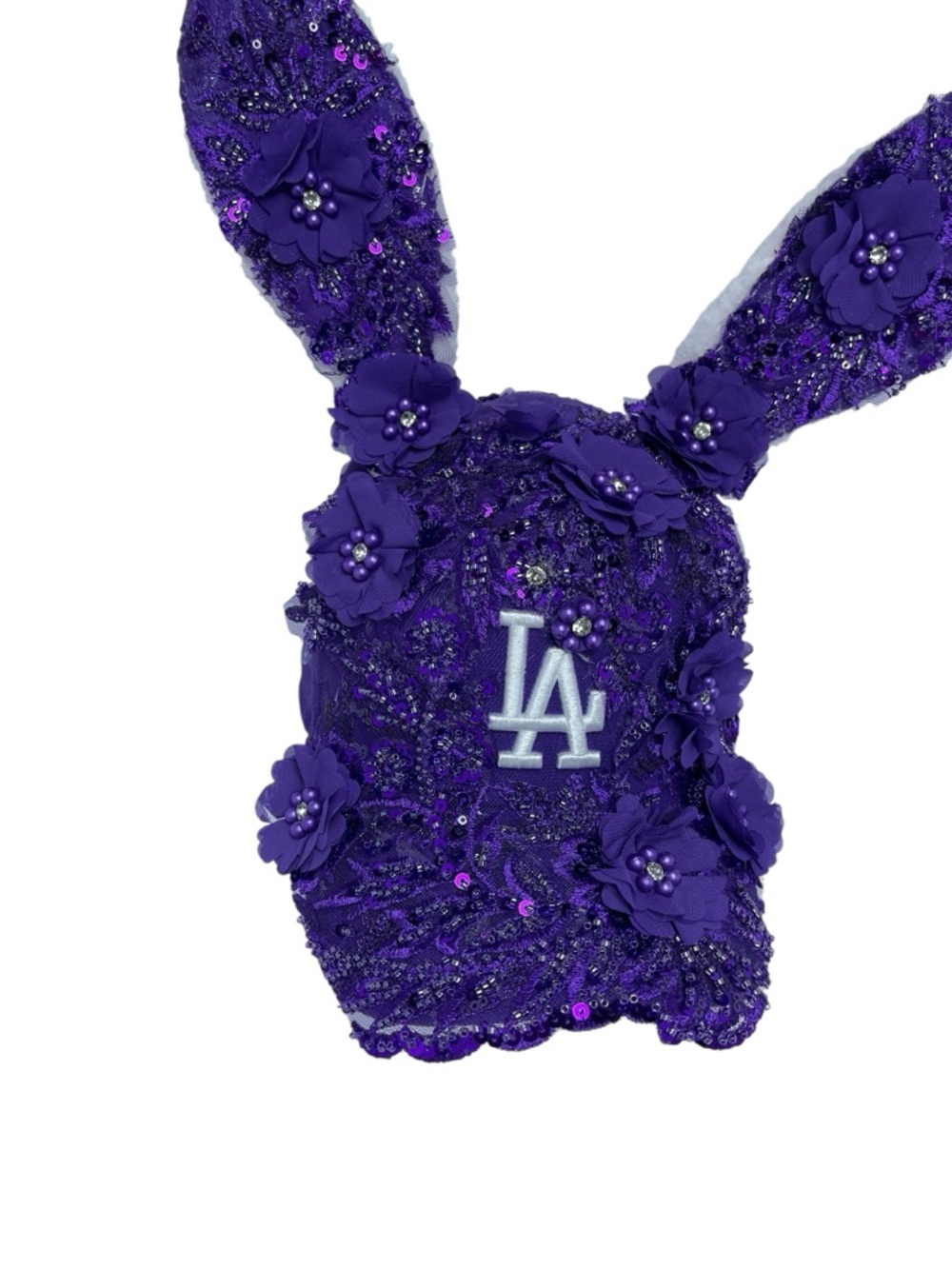 LA Dodgers Purple Sequin Bunny Ear Hat for Kids